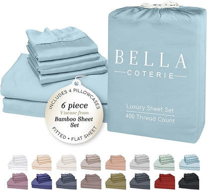 Bella Coterie 6 Piece Luxury Bamboo Viscose Queen Size Sheet Set | 100% by BC