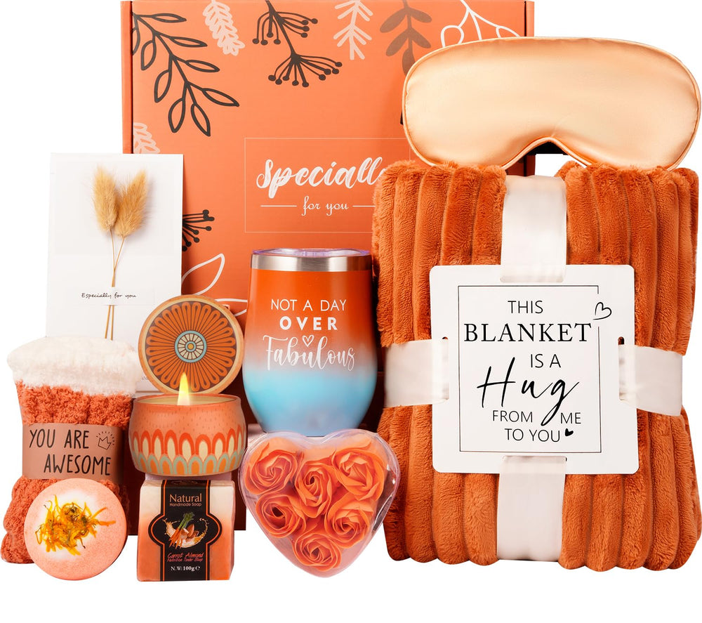Cozy Fall Gifts Basket for Women,Unique Birthday Gifts for Mom Sister Friend ...