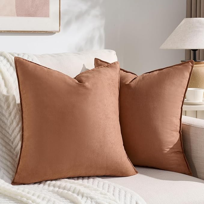 Fancy Homi 2 Packs Rust Decorative Throw Pillow Covers 18x18 inch, Super Soft by Fancy+Homi