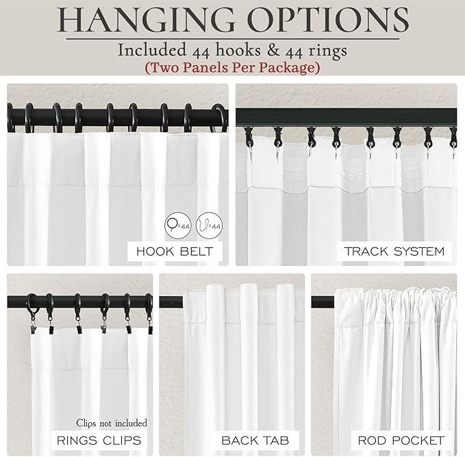 Pure White Blackout Curtains 60 Inches Extra Wide Modern Linen 84 Inch Length - Image 4