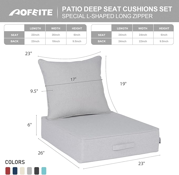 Outdoor Olefin Water-Resistant Deep Seat Cushion Set, Thickened Sofa Chair Pad - Image 3