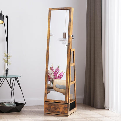360° swivel full length mirror jewelry cabinet standing, front angle view