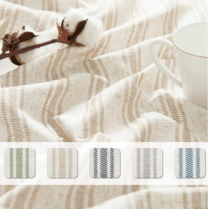 jinchan Tan Striped Kitchen Curtain Linen Farmhouse Cafe Curtain 36 Inch Tiers - Image 9