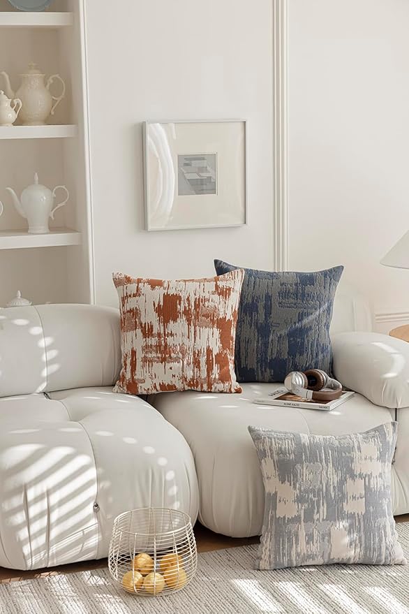 Set of 2 Art Textured Throw Pillow Covers, Abstract Sculpted Design - Image 7
