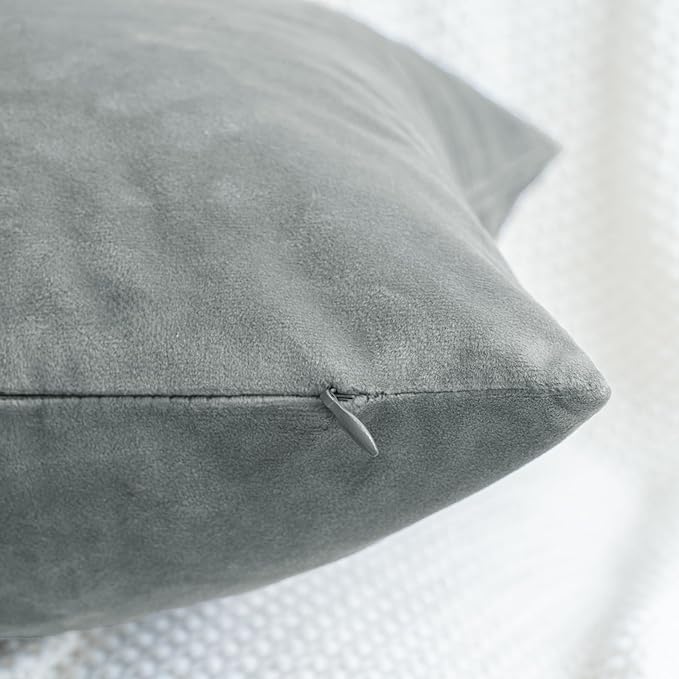 HWY 50 Gray Grey Velvet Throw Pillow Covers 22x22 Inch - Image 4