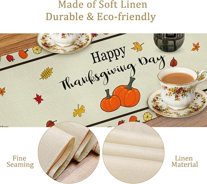 Turkey Table Runner, Fall Decor Farmhouse Table Runners, Fall Leaves Kitchen - Image 5