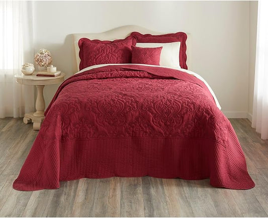 BrylaneHome Bedding Lightweight All Season Modern Amelia Quilted Damask by BrylaneHome