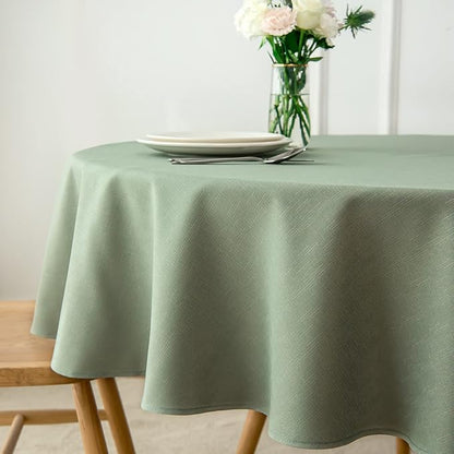 maxmill Round Linen Looking Textured Tablecloth Spill-Proof Wrinkle Free Soft - Image 4