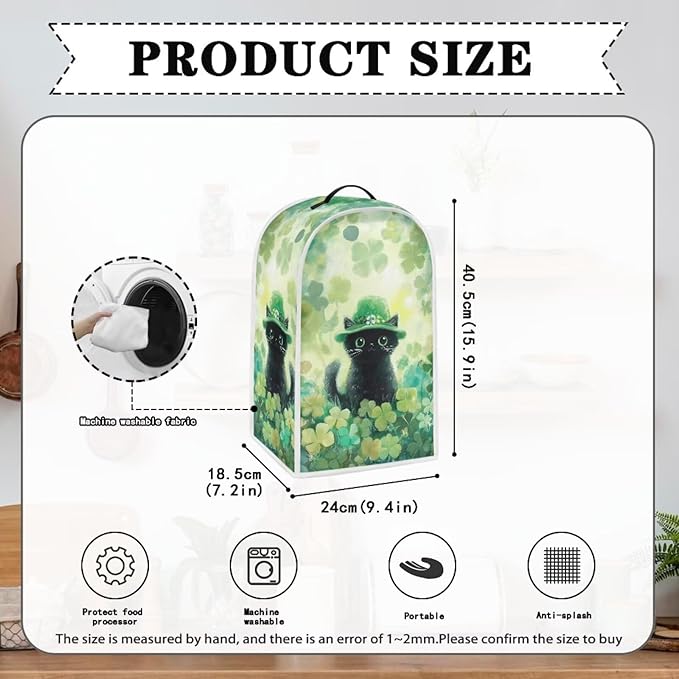 Talayituse Cat Shamrock Print Blender Dust Cover, Fingerprint Protection Cover - Image 6