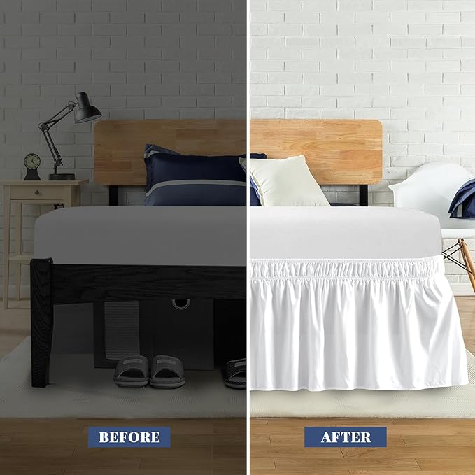 Full Bed Skirt, Elastic Wrap Around Bed Skirt Full Size, Bed Skirts - Image 3