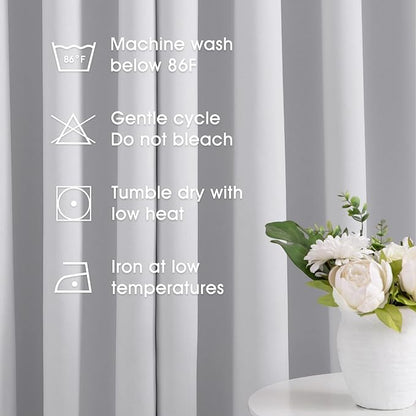 HOMEIDEAS Greyish White Blackout Curtains 52 X 63 Inch Bedroom Curtains Set of - Image 5