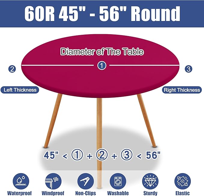 Round Spandex Tablecloth, Elastic Fitted Waterproof Tablecloths - Image 8