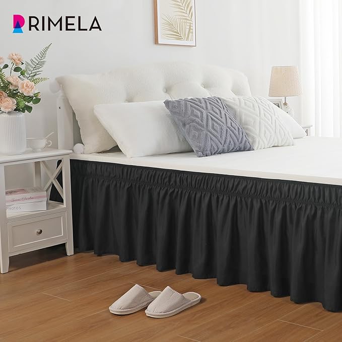 RIMELA Black Bed Skirt King Size 25 Inch Drop, Elastic Bed Skirting - Image 7