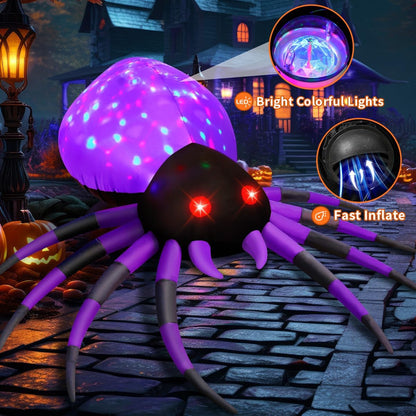 GOOSH 5 FT Width Halloween Inflatable Spider Outdoor Decoration with Magic Light, Blow Up Yard Inflatables Holiday Inflatables for Outdoor Yard Garden Lawn Decor