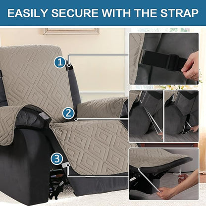 H.VERSAILTEX Reversible Quilted Recliner Covers Water Resistant Furniture - Image 5
