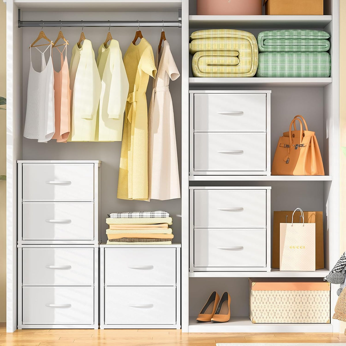 daoutime 2-pack stackable storage drawers (4 drawers total) shown in use