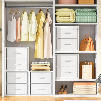 daoutime 2-pack stackable storage drawers (4 drawers total) shown in use