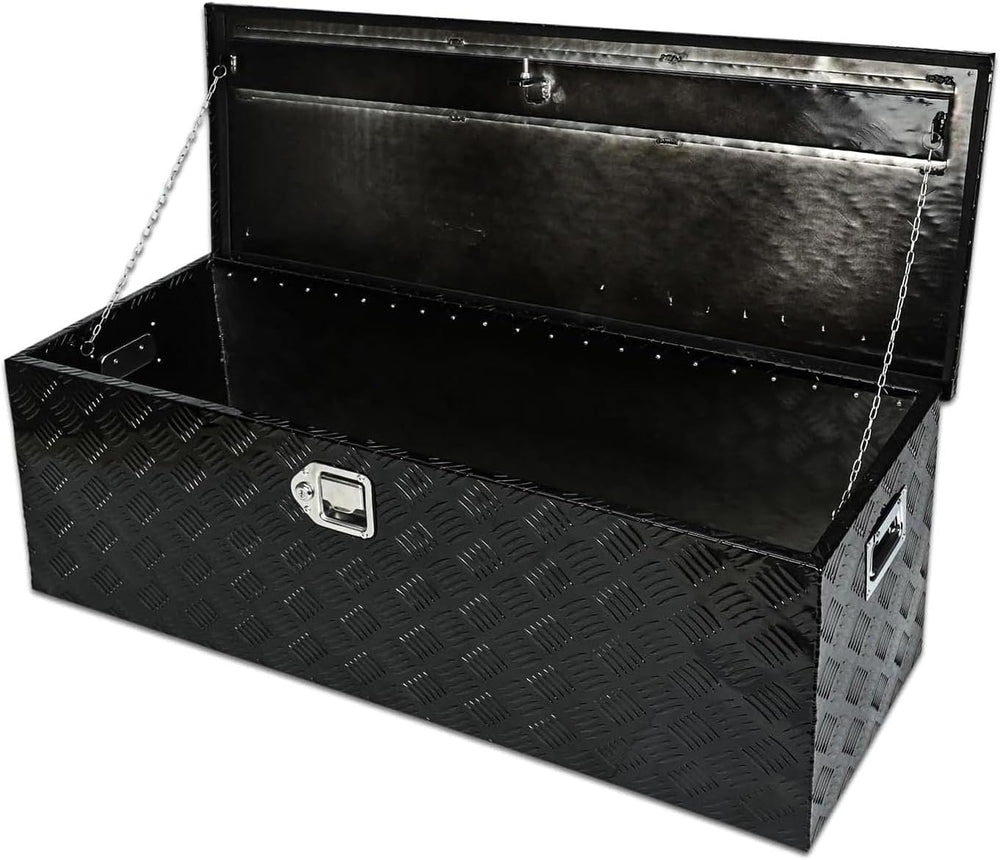 44" Striped Aluminum Pickup Truck Tool Box Waterproof Storage with Lock