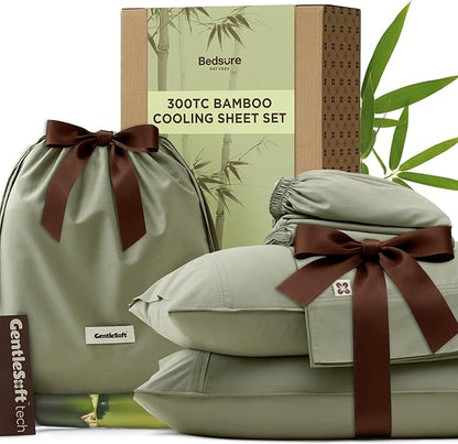 Bedsure Cooling Sheets, Rayon Derived from Bamboo & Cotton Blend, GentleSoft by BEDSURE