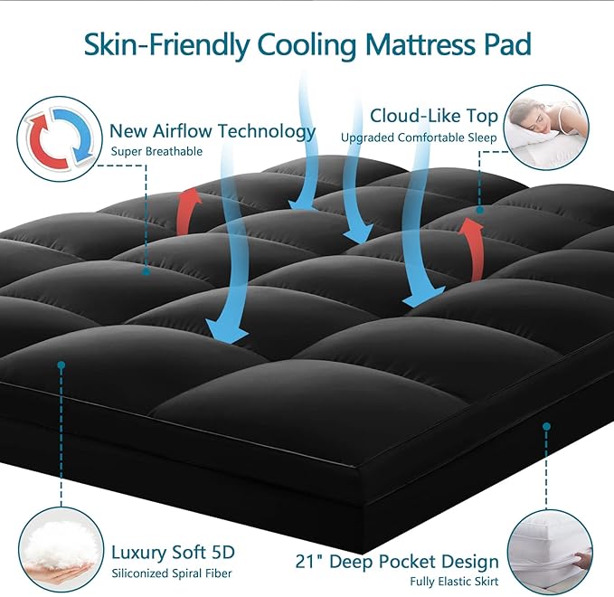 CHOKIT King Mattress Topper, Extra Thick Pillow Top Mattress Pad - Image 3