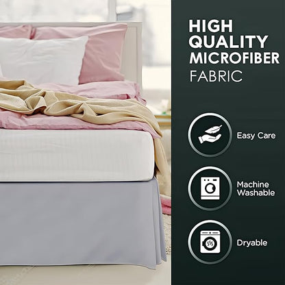 Pleated Bed Skirt Queen Size, Split Corners, Wrinkle-Resistant Microfiber - Image 6