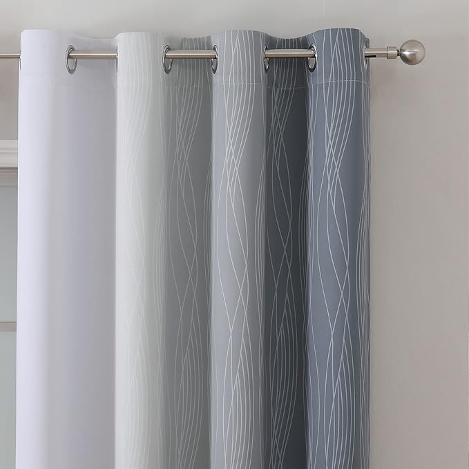 Estelar Textiler Grayish White and Grey Blackout Curtains - Image 4