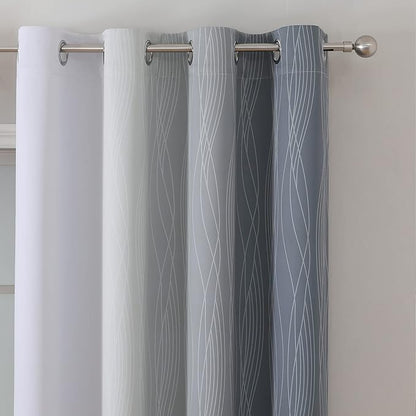 Estelar Textiler Grayish White and Grey Blackout Curtains - Image 4