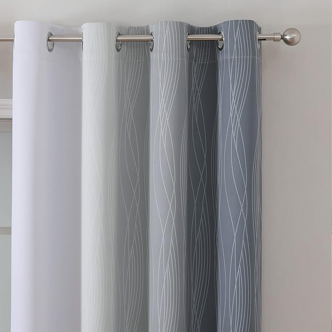 Estelar Textiler Grey and Greyish White Ombre Blackout Curtains 90 Inches Long - Image 4