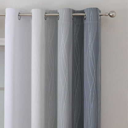 Estelar Textiler Full Room Darkening Greyish White and Grey Blackout Curtains - Image 4