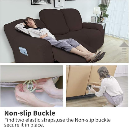 Easy-Going 6 Pieces Recliner Loveseat Stretch Sofa Slipcover Sofa Cover - Image 3