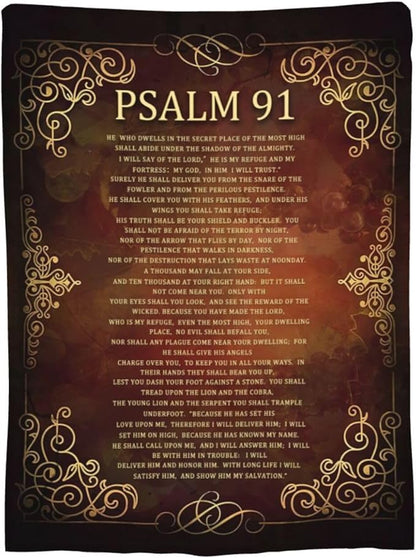 Psalm 91 Blanket Christian Religious Throw Blanket Bible Verse Flannel Stuff - Image 8