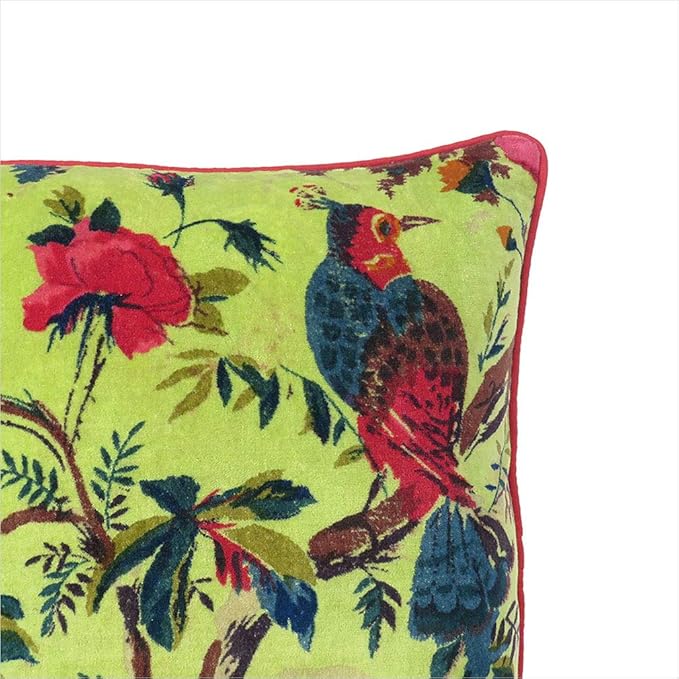 Eyes of India Velvet Floral Flower Bird Throw Pillow Sofa Cushion Cover Case - Image 6