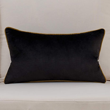 Avigers 12 x 20 Inch Black Gold Leather Striped Lines Velvet Cushion Case - Image 2
