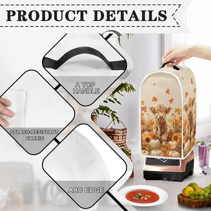 Highland Cow Blender Cover for Kitchen Small Appliance Dust Cover Fall Kitchen - Image 3