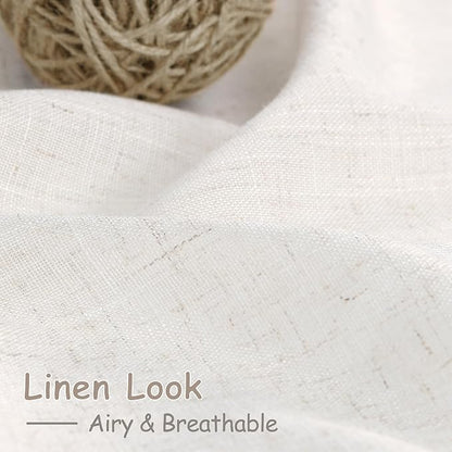 Ivory White Linen Back Tab Curtains 84 Inch Length - Image 3