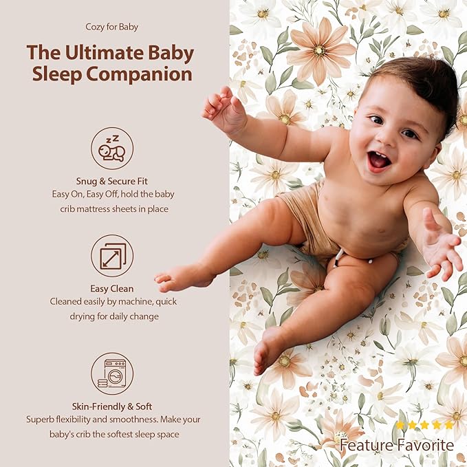 Baby Bassinet Sheets Girl Boy, Fitted Bassinet Sheet Set 3 Pack Bassinet - Image 5