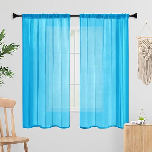 Sheer Curtains 72 Inches Long 2 Panels, Rod Pocket Short Curtain by laseniewa
