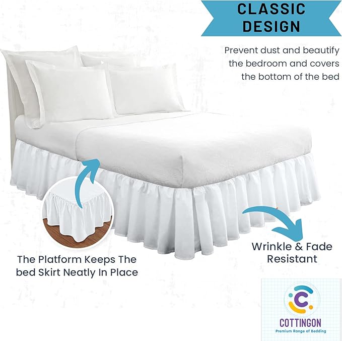 Ruffled Bed Skirt with Split Corners-Dust Ruffle - Image 4