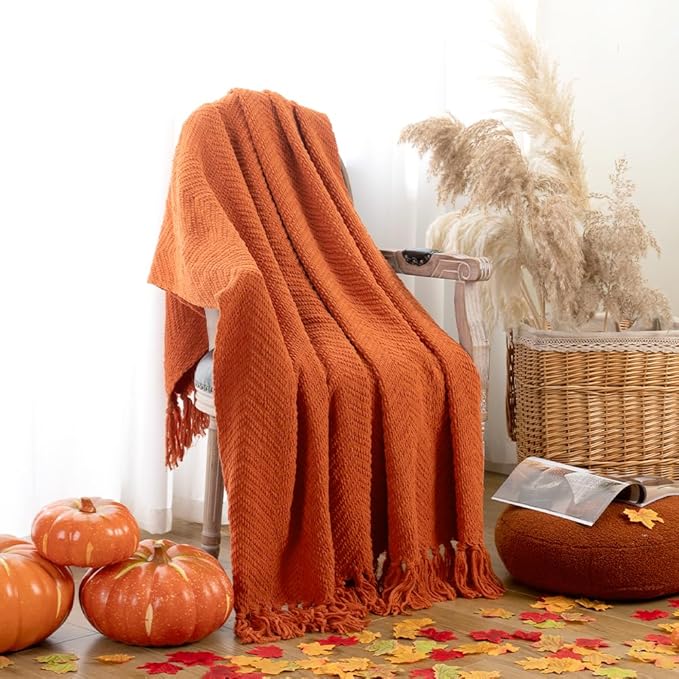 BATTILO HOME Burnt Orange Throw Blanket - Image 4