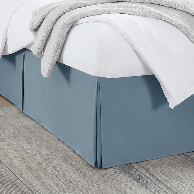 Nestl Stone Blue Bed Skirt King Size by Nestl