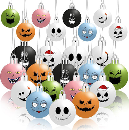 24PCS Nightmare Halloween Christmas Ornaments Balls for Tree 2.36in