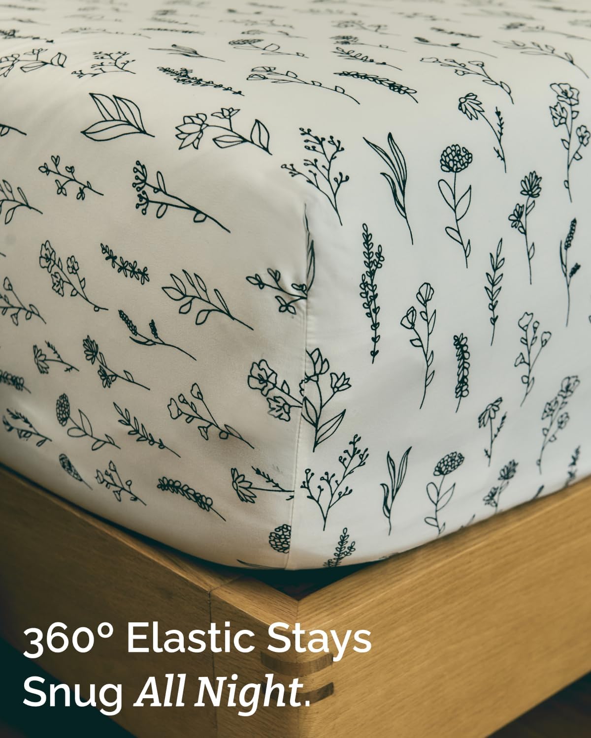 twin 3 piece boho botanical floral sheet set showing dimensions
