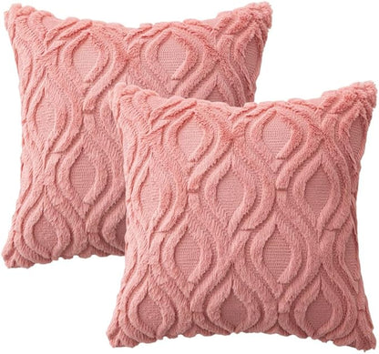 MIULEE Coral Red Throw Pillow Covers 20x20 Inch, Soft Winter Plush Faux Wool - Image 6