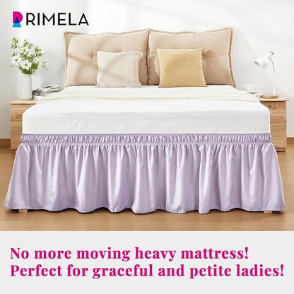 RIMELA Lavender Purple Bed Skirt King Size 18 Inch Drop, Wrap Around Elastic - Image 3