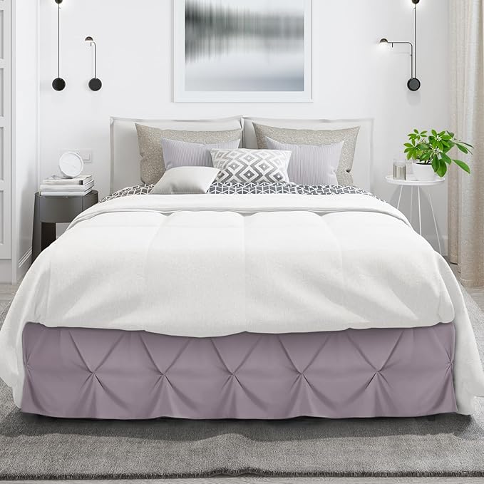 Nestl Dusty Purple Bed Skirt Cal King Size, Pinch Pleat Cal King Bed Skirt - Image 2