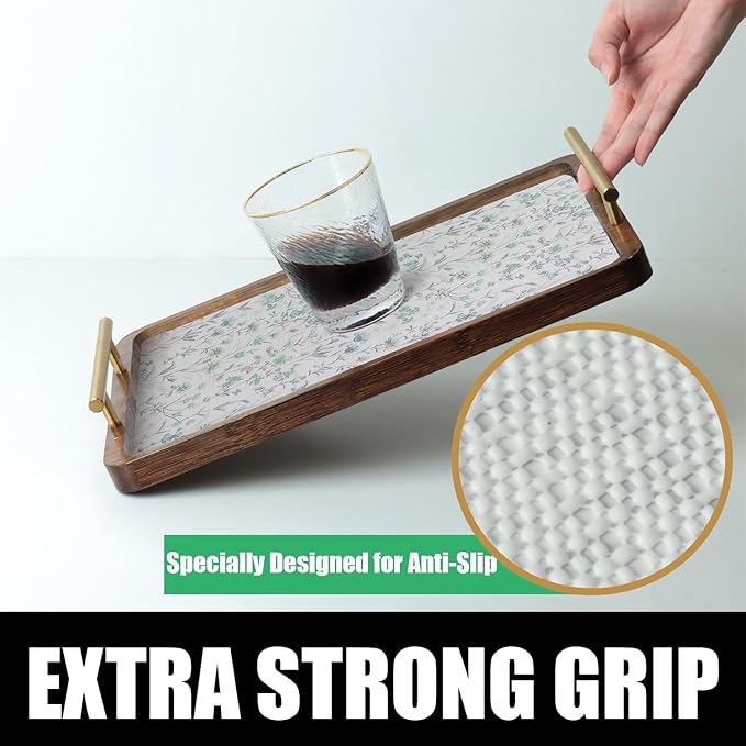 Blue and Green Floral Shelf Liners Non Adhesive and 12IN x 20FT Strong Non-Slip - Image 3