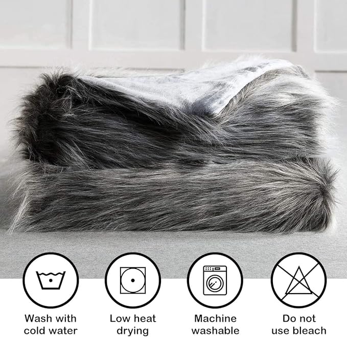 Luxury Faux Fur Throw Blanket, Super Warm, Fluffy Decoration Blanket Scarf - Image 4