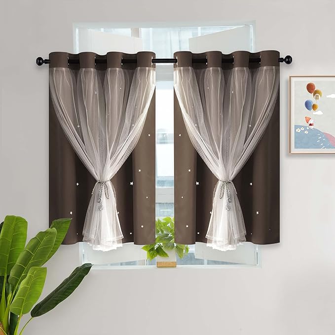 Kinryb Kids Blackout Curtains for Bedroom/Living Room/Classroom, Sheer Overlay by Kinryb