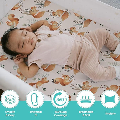 Pack n Play Sheets, BROLEX 2 Pack Mini Crib Sheets, Stretchy Portable Fitted - Image 5