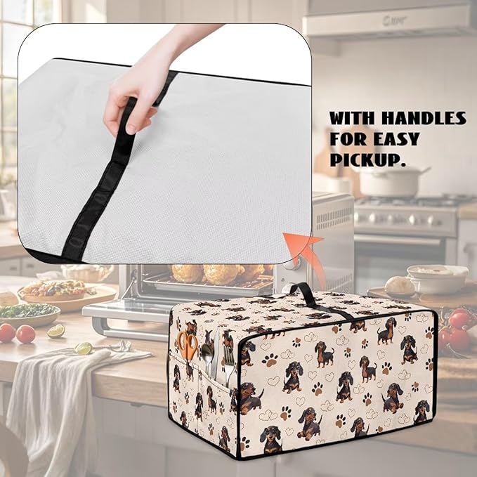 Dachshund Dog Heart Paw Print Toaster Oven Cover - Image 5